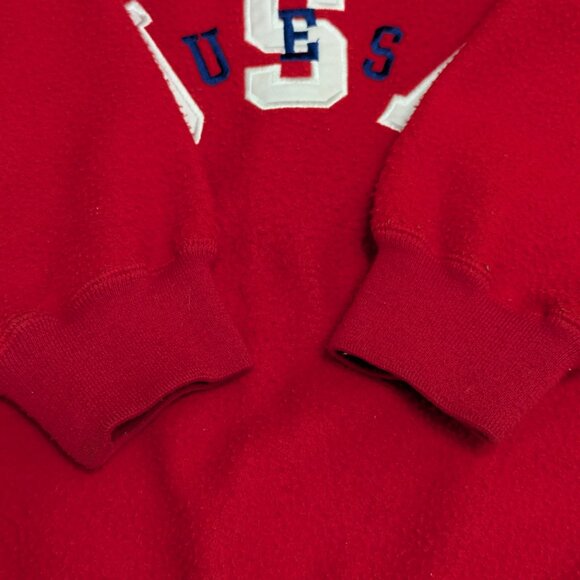 Vintage Guess USA Red Fleece Sweatshirt Quarter Zip - Size M - Picture 8 of 12